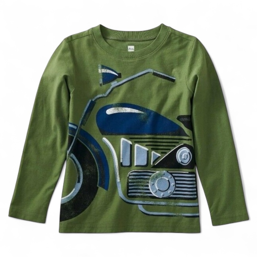 Tea Collection Boys Motorcycle Design Long Sleeve T-Shirt - Size 12